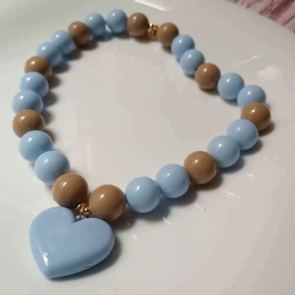 Collar chunky dije corazon Anartia accesorios azul- caqui