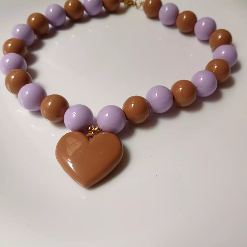 Collar chunky dije corazon Anartia accesorios Lila-cafe