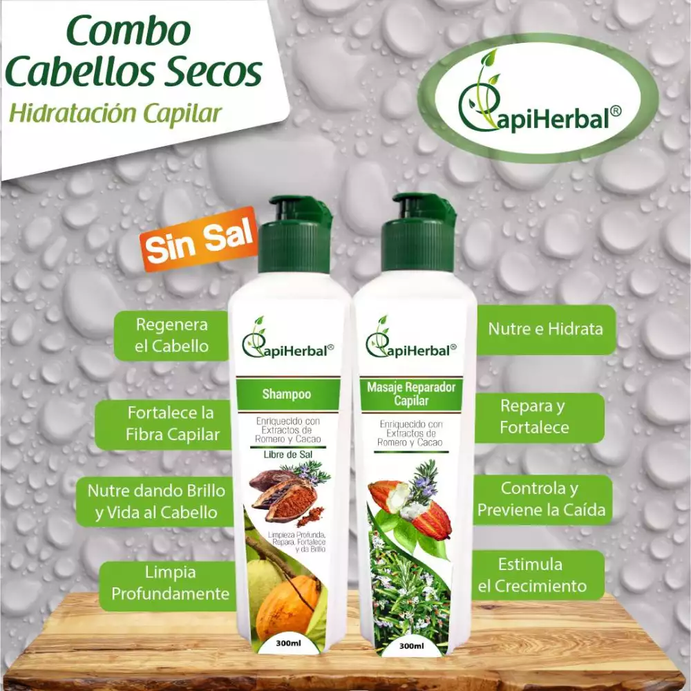 Combo cabellos secos con cacao hidratación profunda