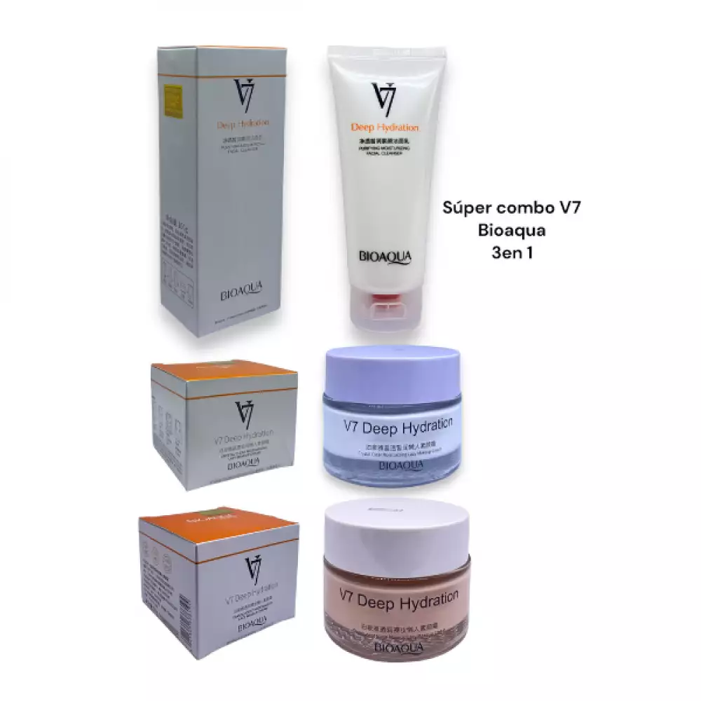 COMBO DUO DE CREMA ACLARANTE E HIDRATANTE + JABON PURIFICADOR V7