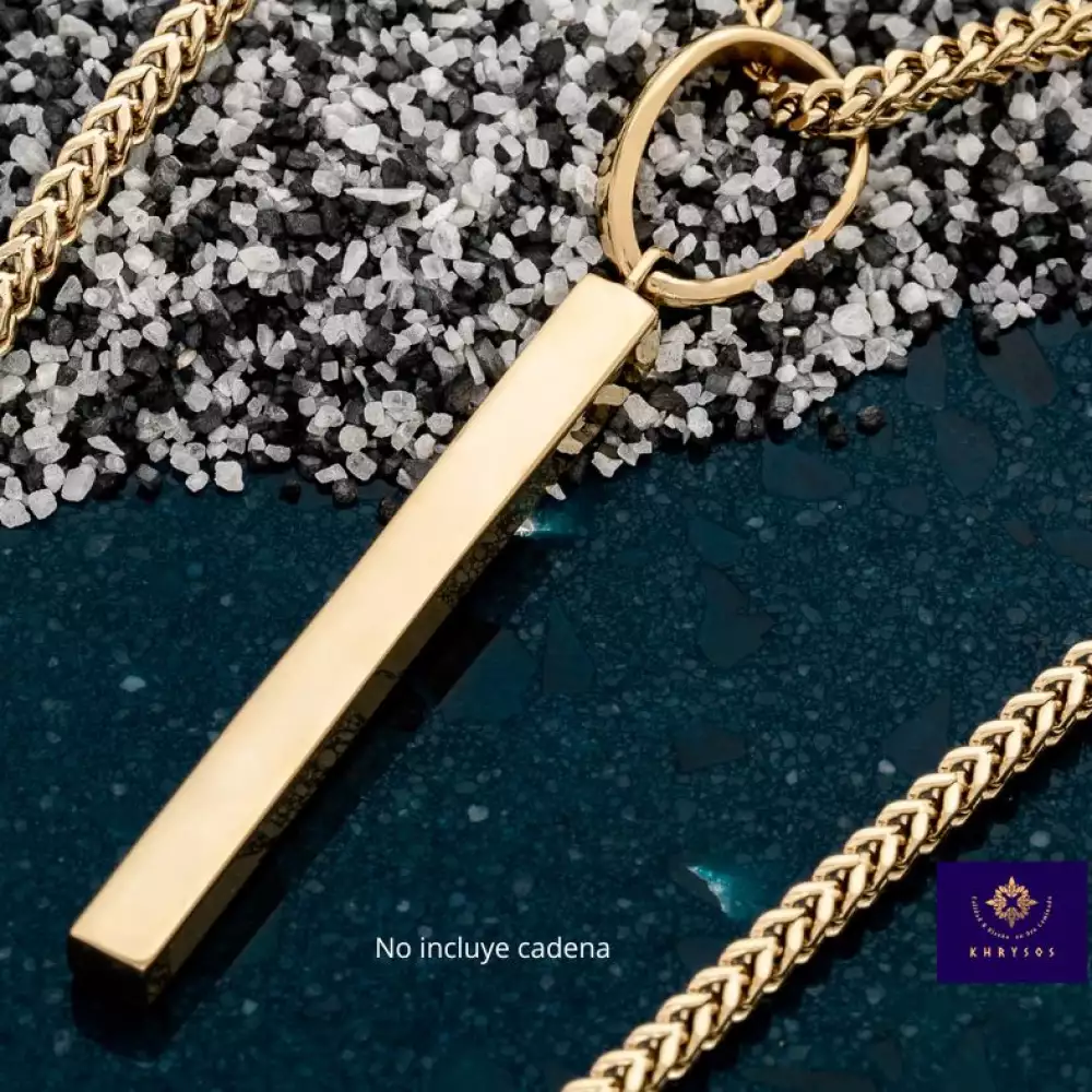 Dije barra oris minimalista oro laminado 4x38mm