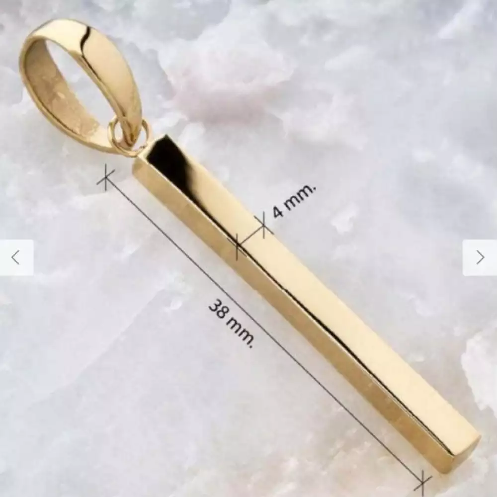 Dije barra oris minimalista oro laminado 4x38mm