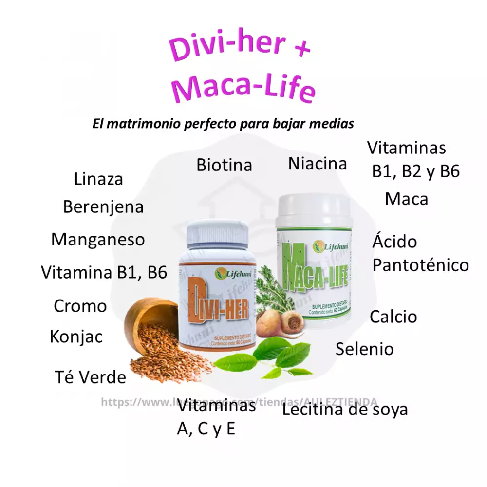 divi-her + Maca-life el duo perfecto para regular tu peso y el sistema endocrino