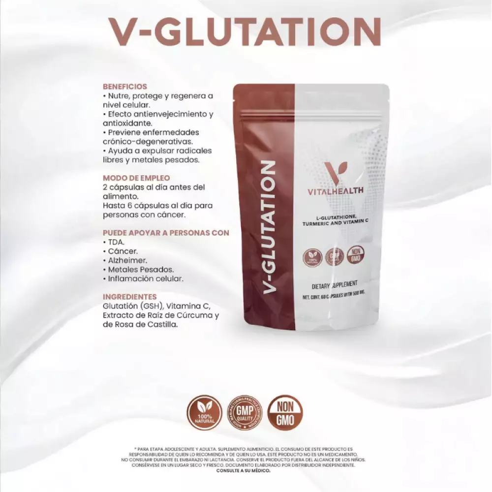 Glutation 60 cápsulas antioxidante con curcuma