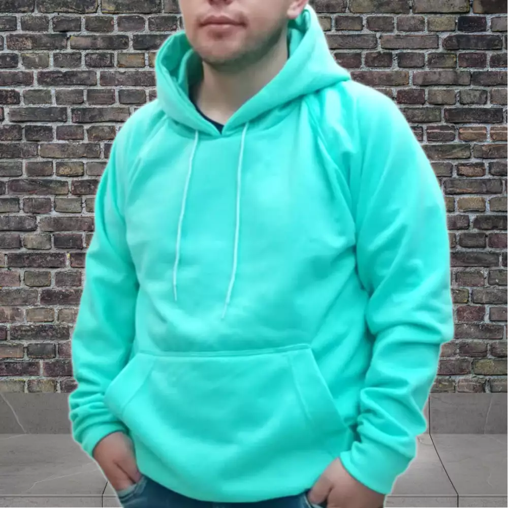 Hoodie deportivo algodón poliéster talla L color menta