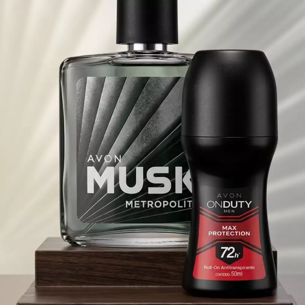 Kit Avon Perfume de hombre Musk Metropolitano 75 ml + Desodorante Roll ON Onduty Max Protection