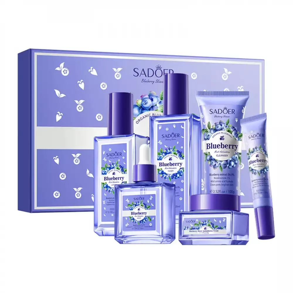 Kit de Lujo Blue Berry Con antioxidantes Sadoer - Limpia, hidrata, repara y devuelve luminosidad