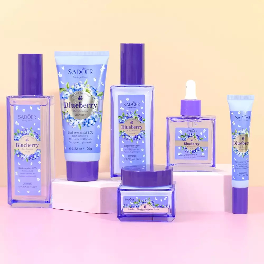 Kit de Lujo Blue Berry Con antioxidantes Sadoer - Limpia, hidrata, repara y devuelve luminosidad
