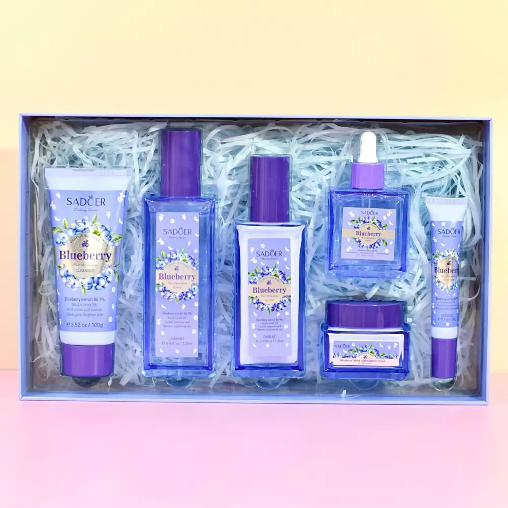 Kit de Lujo Blue Berry Con antioxidantes Sadoer - Limpia, hidrata, repara y devuelve luminosidad