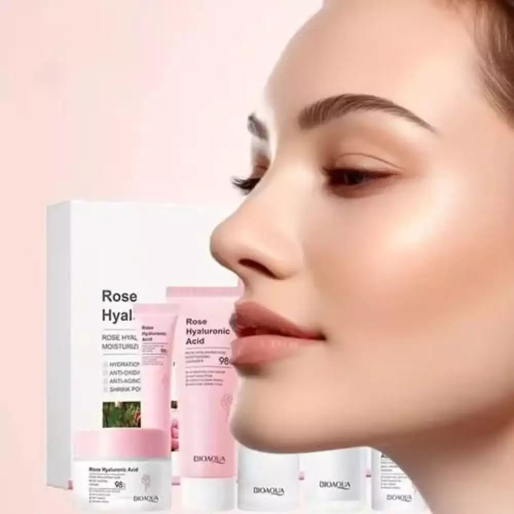 Kit facial rose ácido hialurónico 6 pasos Bioaqua