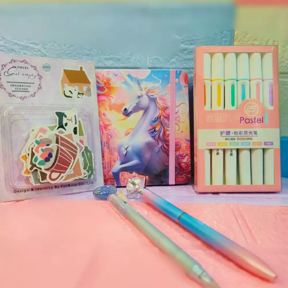 Kit Journal Kawaii Unicornio con Agenda y Papelería Pastel