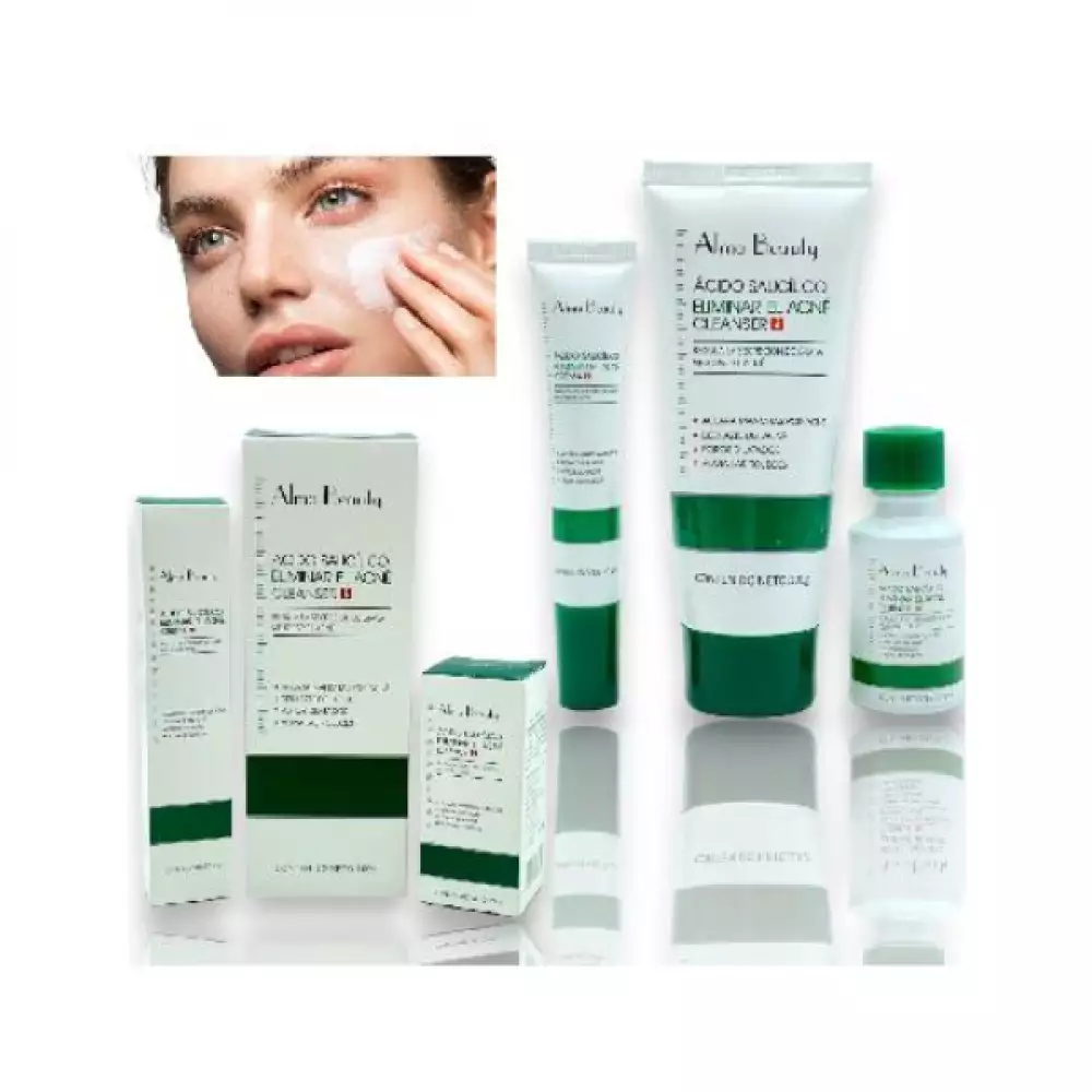 KIT SKIN CARE DE ACIDO SALICILICO ALMA BEAUTY (INCLUYE JABON,SERUM Y CONTORNO