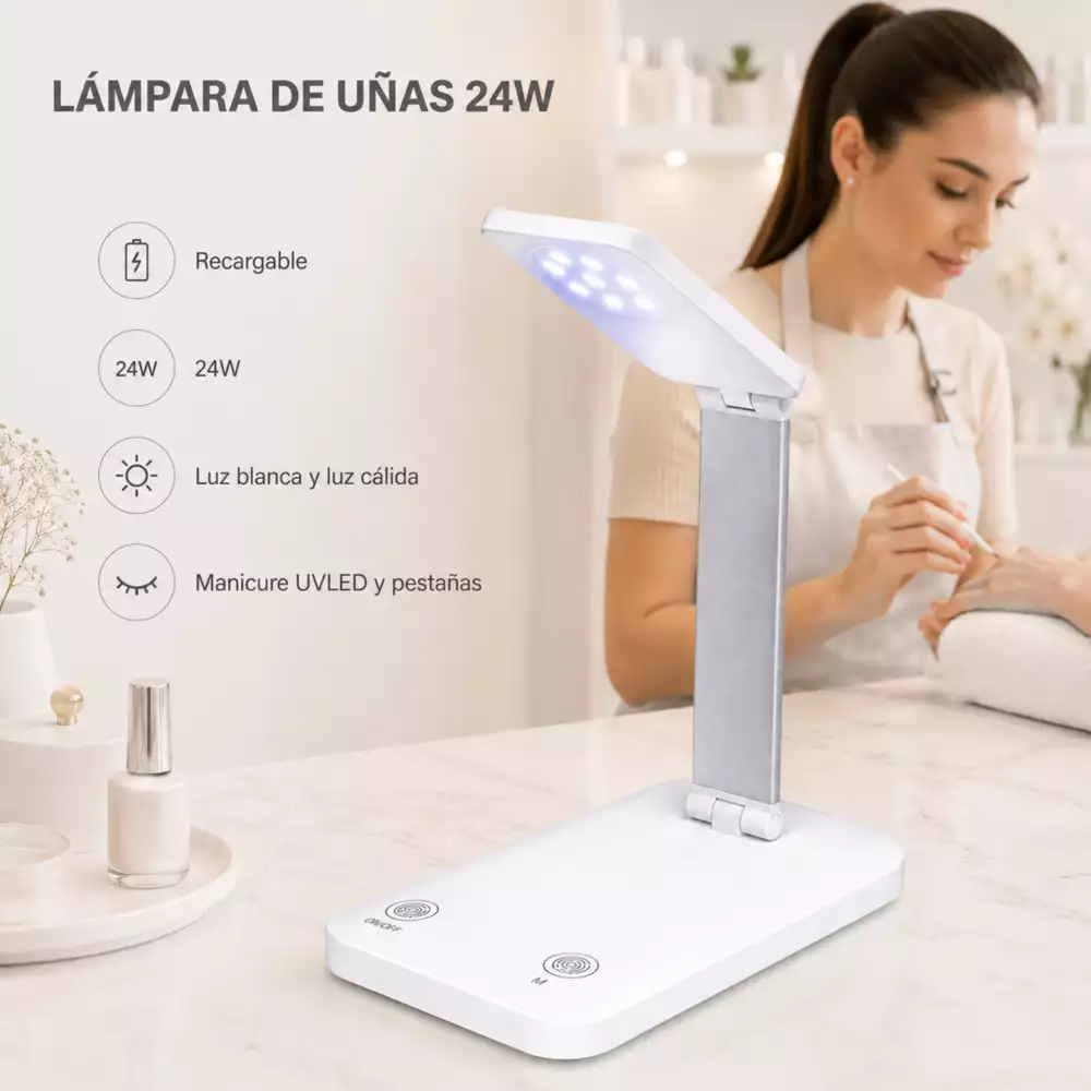 Lampara De Uñas LED Plegable 24W Diseño Tipo Escritorio Portátil Para Manicura