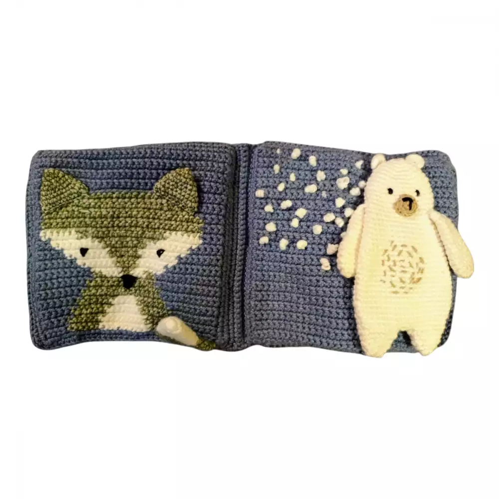 Libro sensorial Montessori animales polares tejido a mano