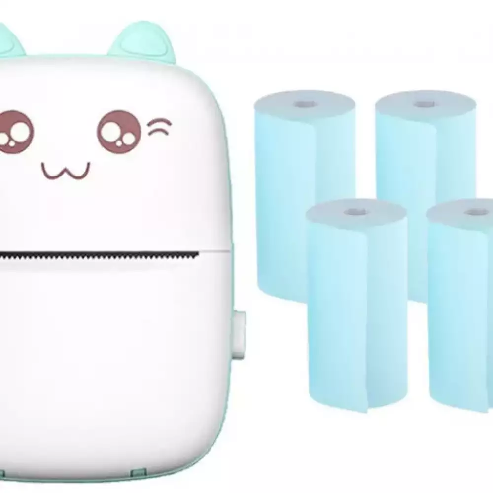 Mini Impresora Portátil + 5 Rollos De Papel