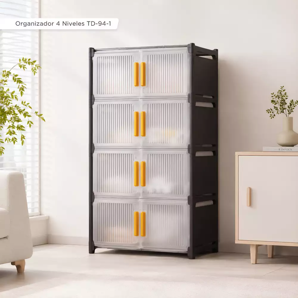 Mueble Organizador 4 Niveles Multiusos Tipo Armario Con Puertas Y Manijas TD-94-1