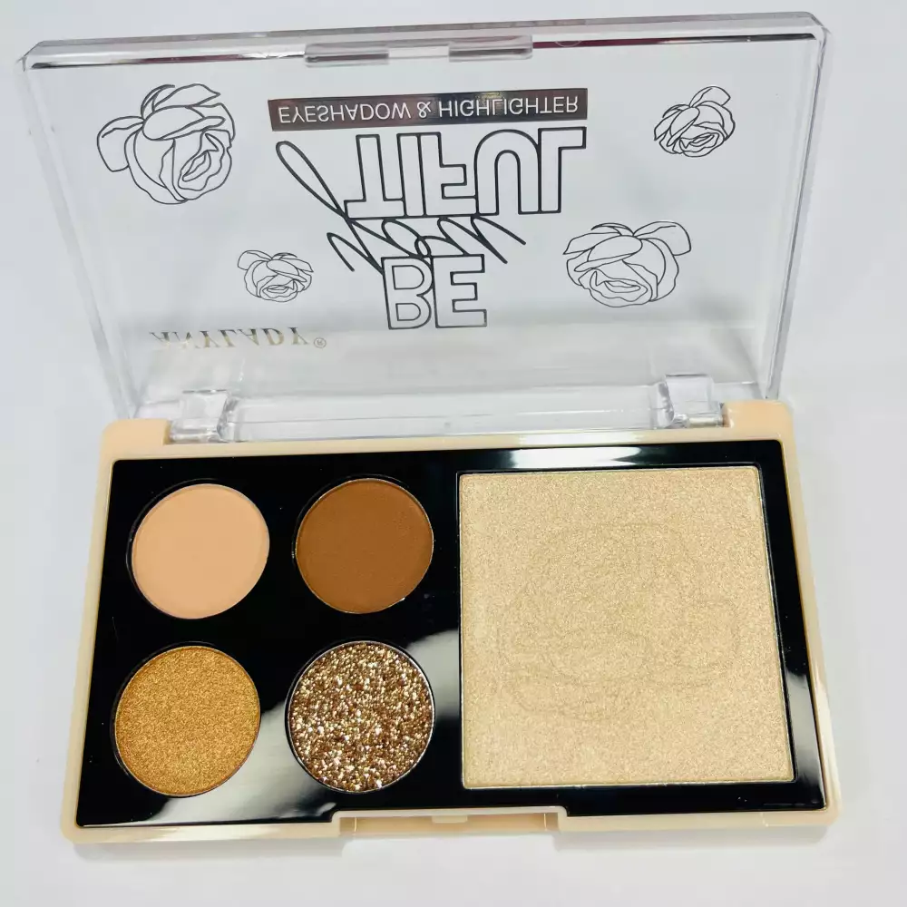 Paleta sombras 4 colores con iluminador tonos tierra