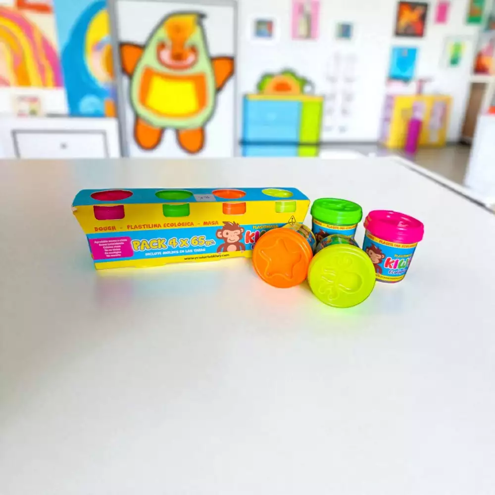 Plastilina ecológica Pack X 4 tarros de 65gr - Colores neón