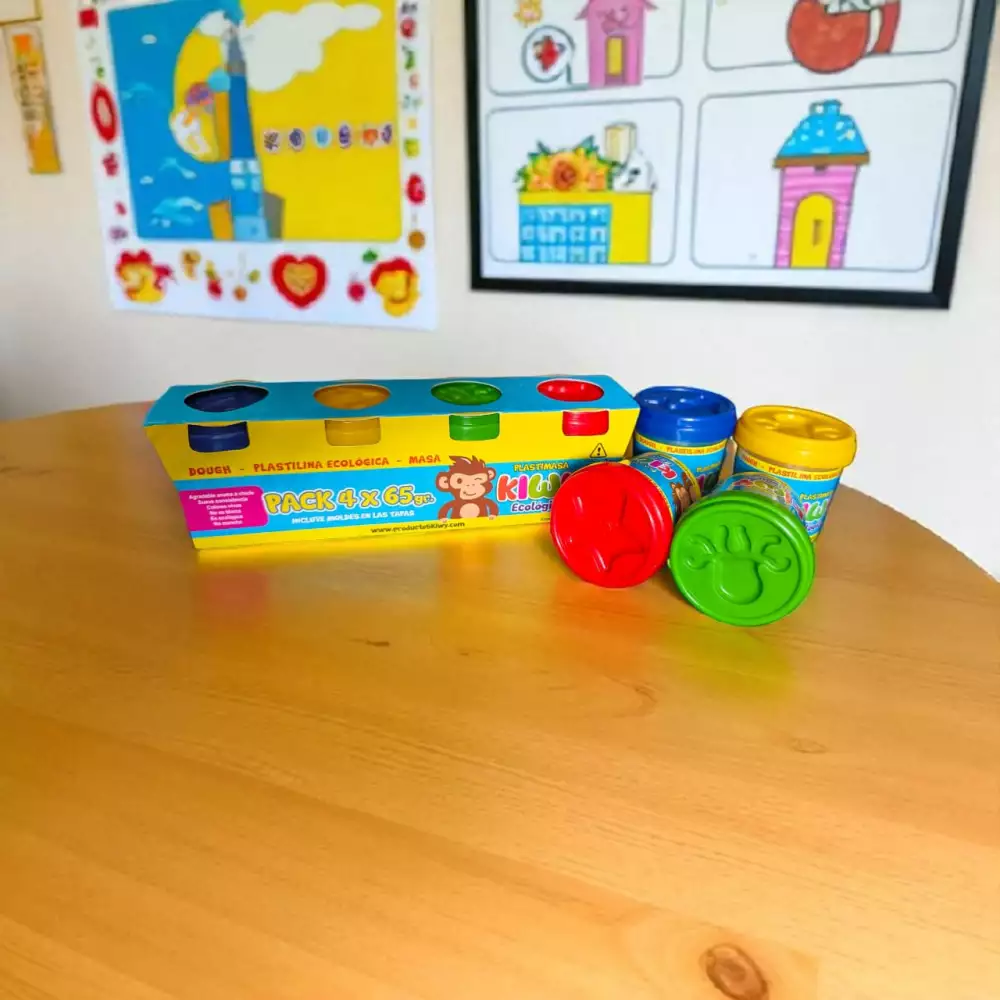 Plastilina ecológica Pack X 4 tarros de 65gr - Colores primarios