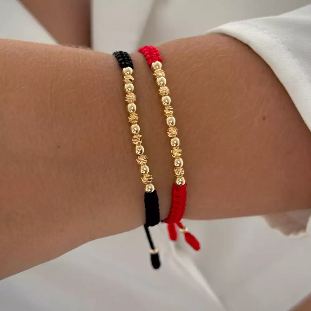 Pulsera balín liso y macizo oro laminado 18K
