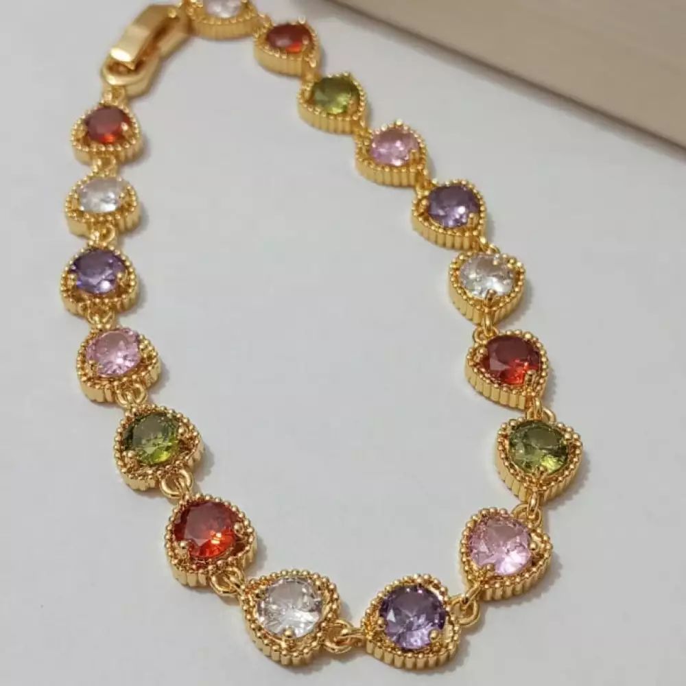 Pulsera circonita chapada en oro de 18K - Colores vibrantes