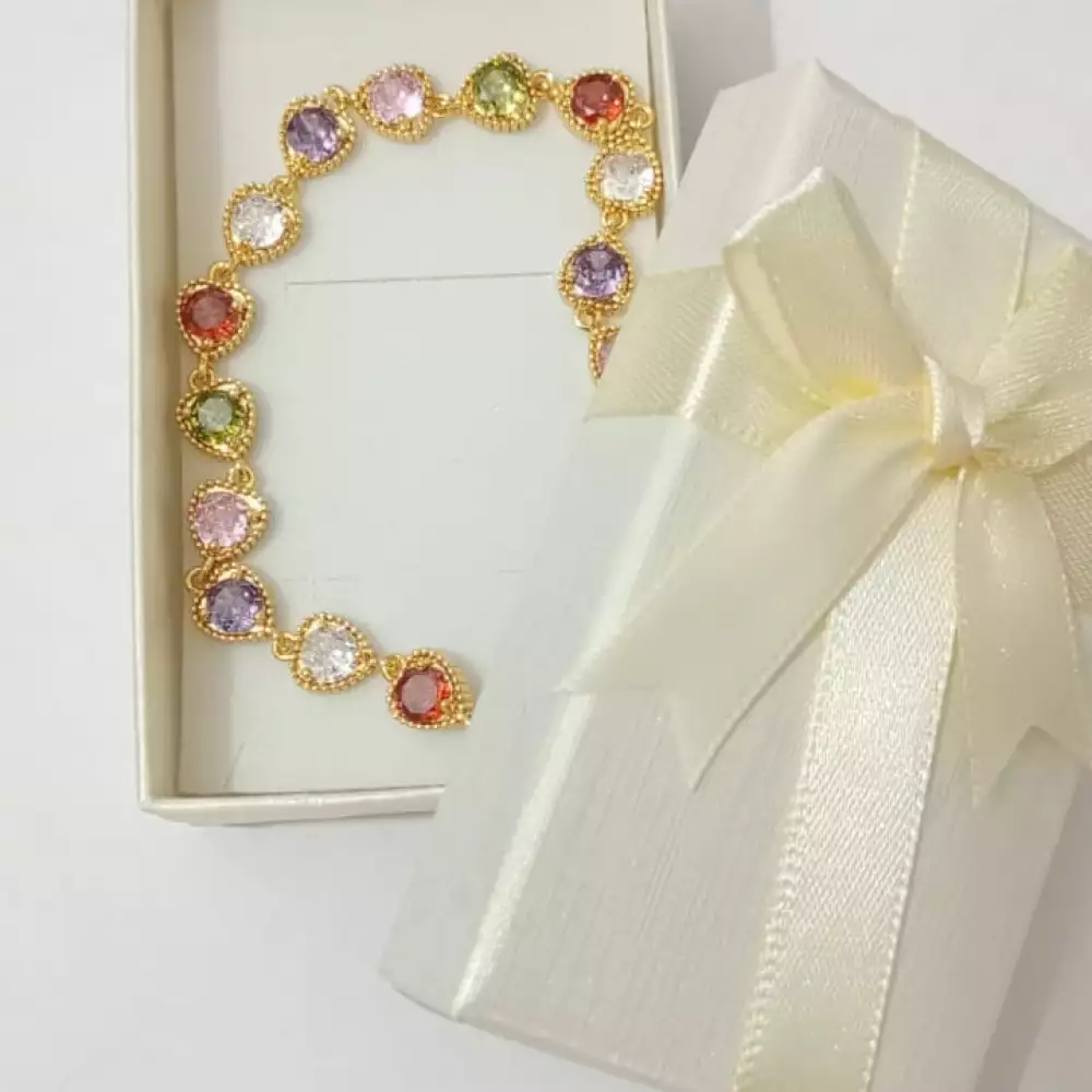 Pulsera circonita chapada oro 18K colores vibrantes