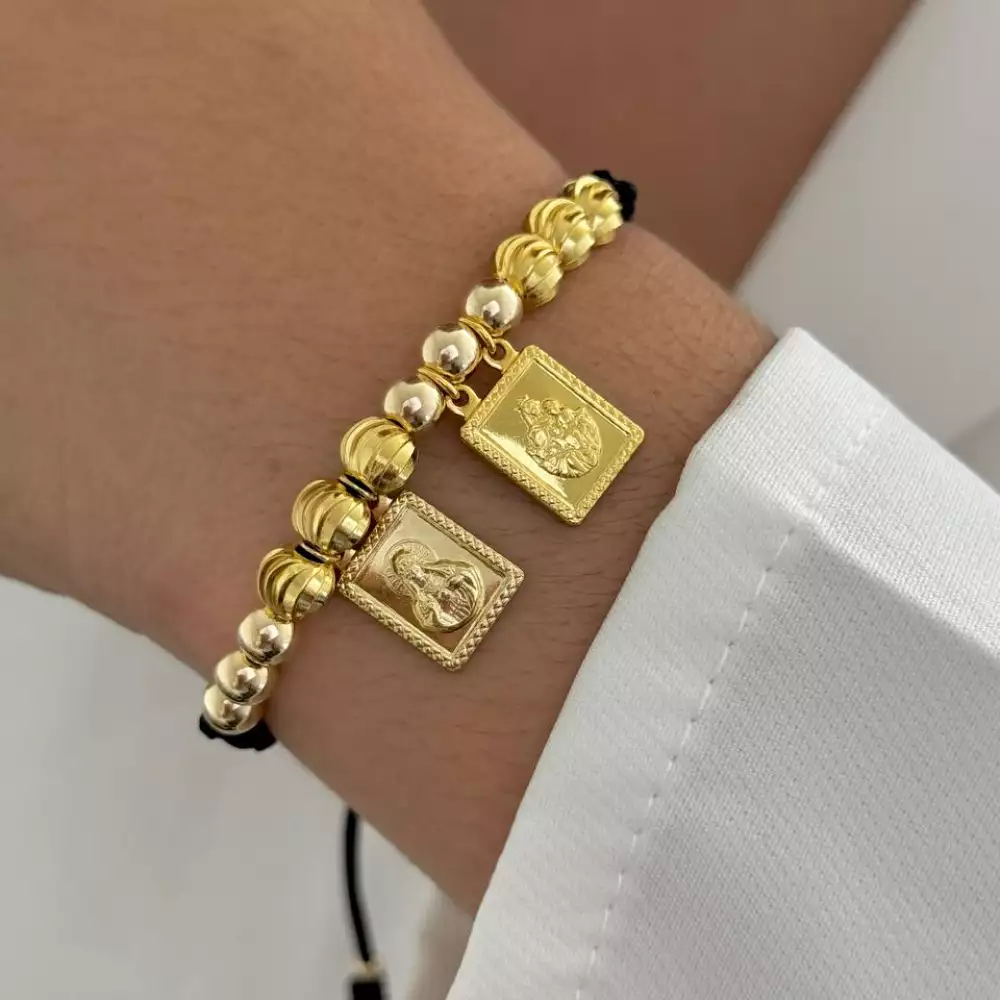 Pulsera escapularios balín oro laminado 18K 5-6mm