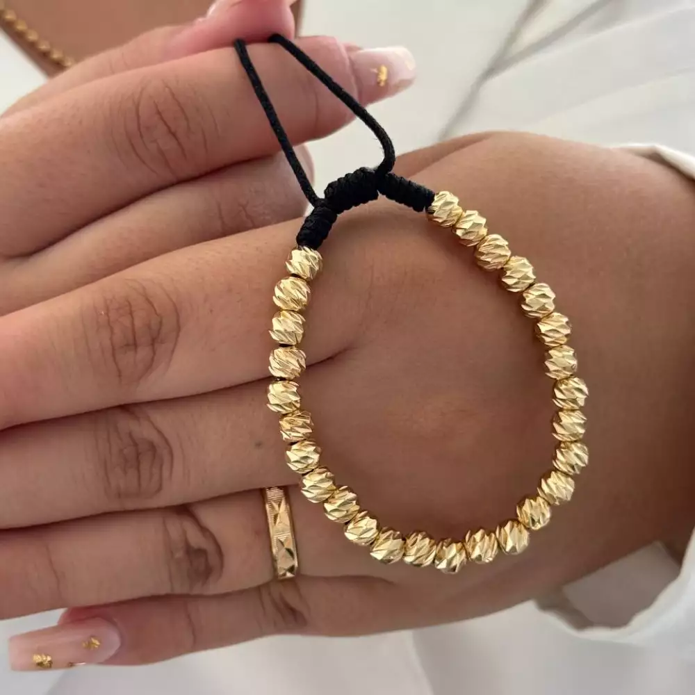 Pulsera full balín 6mm oro laminado 18k macizo