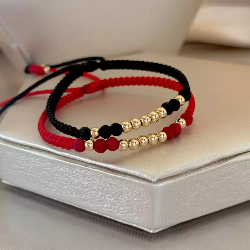 Pulsera neopreno y balín oro laminado 18K 4mm