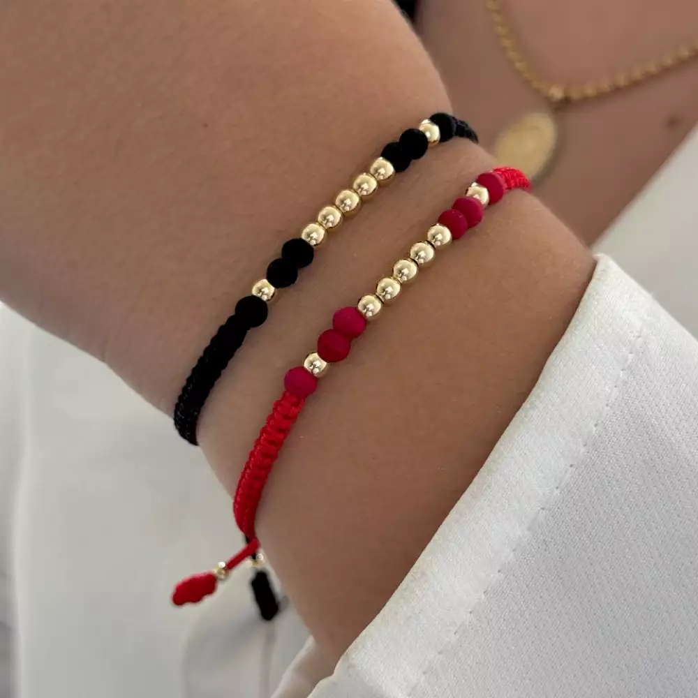 Pulsera neopreno y balín oro laminado 18K 4mm