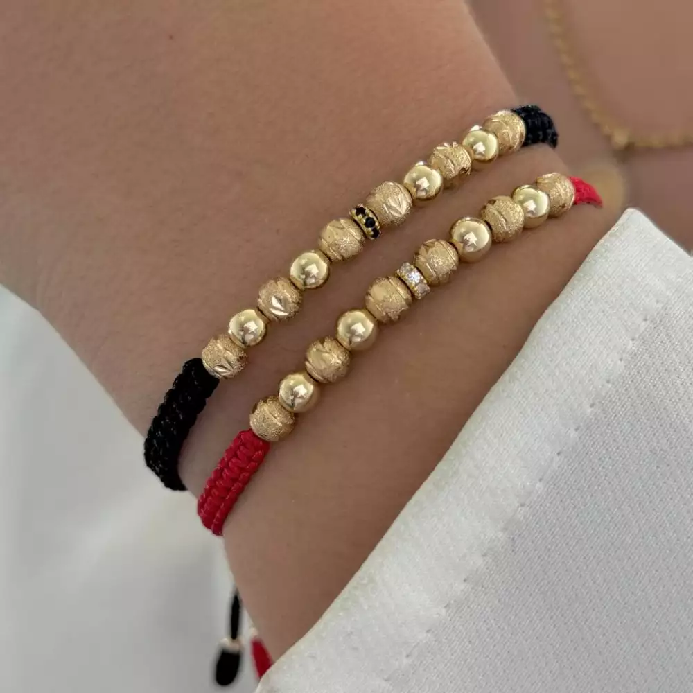 Pulsera rondel balín liso diamantado 5mm oro laminado