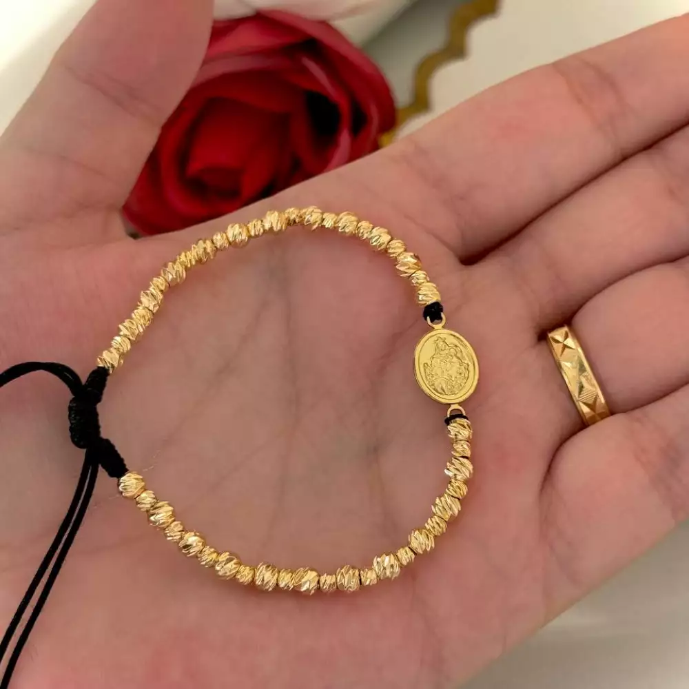 Pulsera virgen del Carmen balín 3-4mm oro