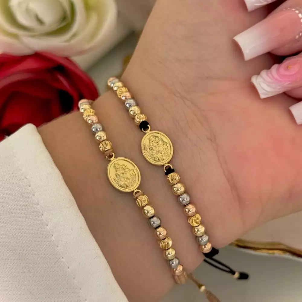 Pulsera virgen del Carmen oro laminado 18K