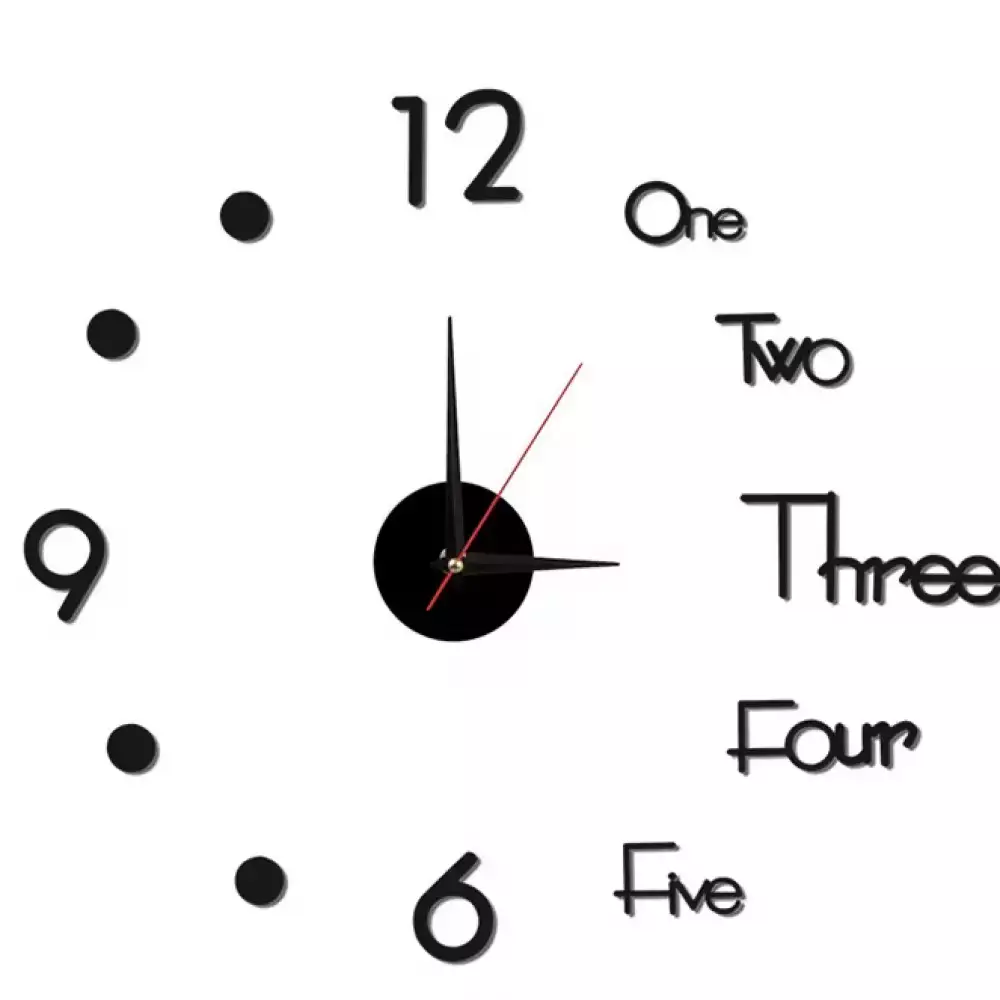 Reloj pared decorativo adhesivo minimalista negro