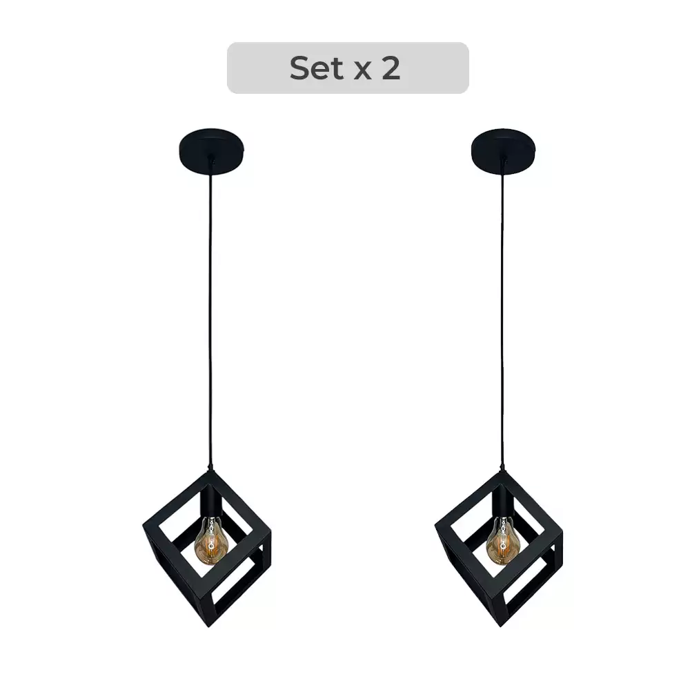 Set x2 Lámpara de Techo Charlote Cubo Cuadrado Diseño Decorativo Moderno
