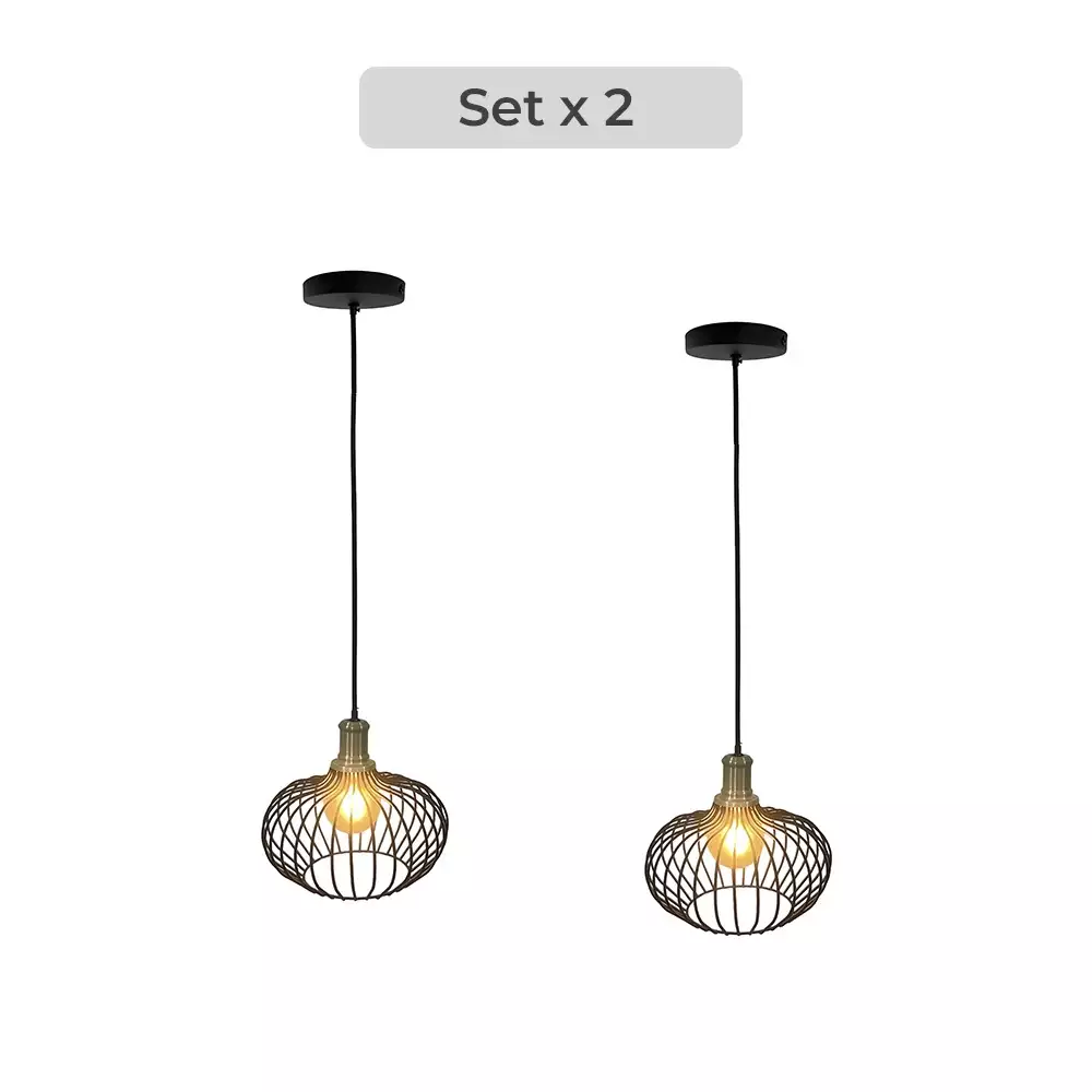 Set x2 Lámpara Decorativa de techo Palu con Base Rejilla y Acabado Personalizado