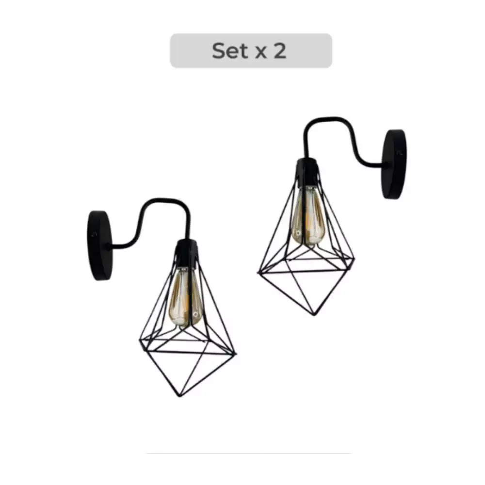 Set x2 Lámpara Rejilla Vintage Breanda Muro Mediana – Estilo Único para Espacios Modernos