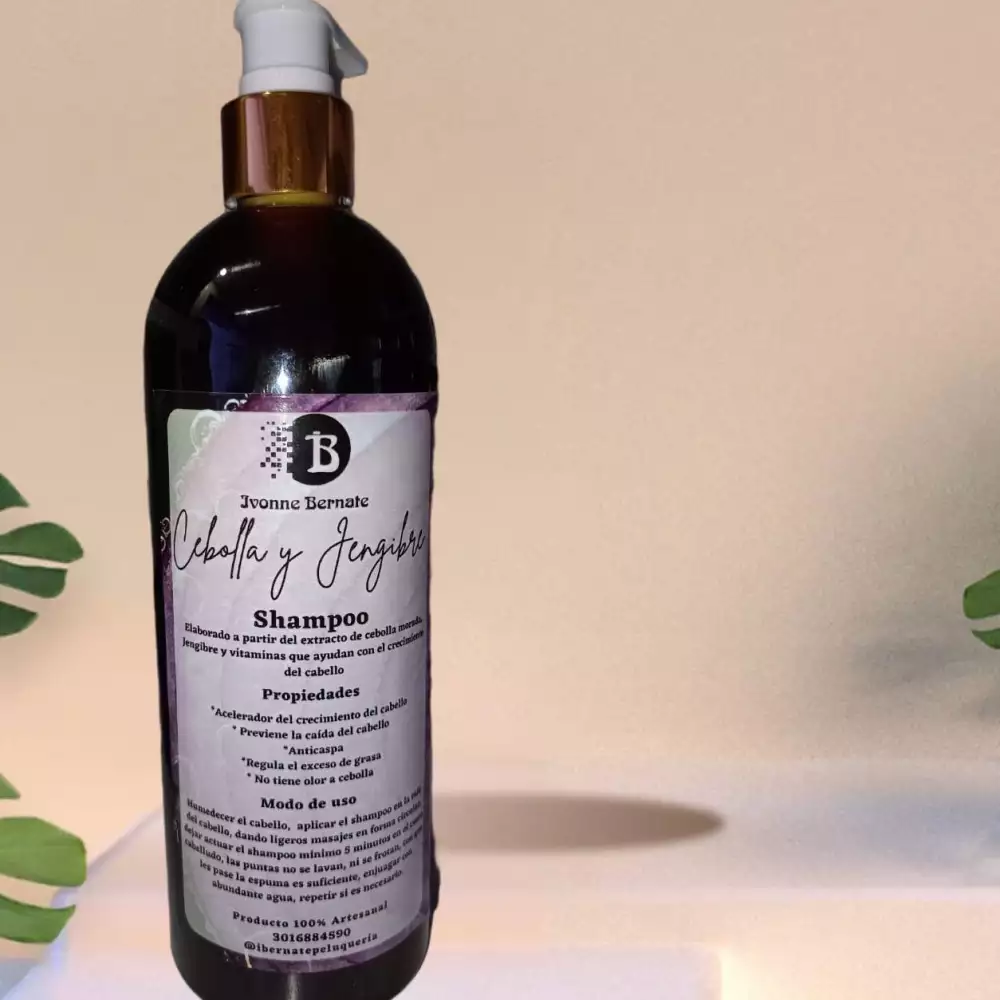 Shampoo de cebolla y jengibre 500 ml (cabello graso) La Plaza Morada