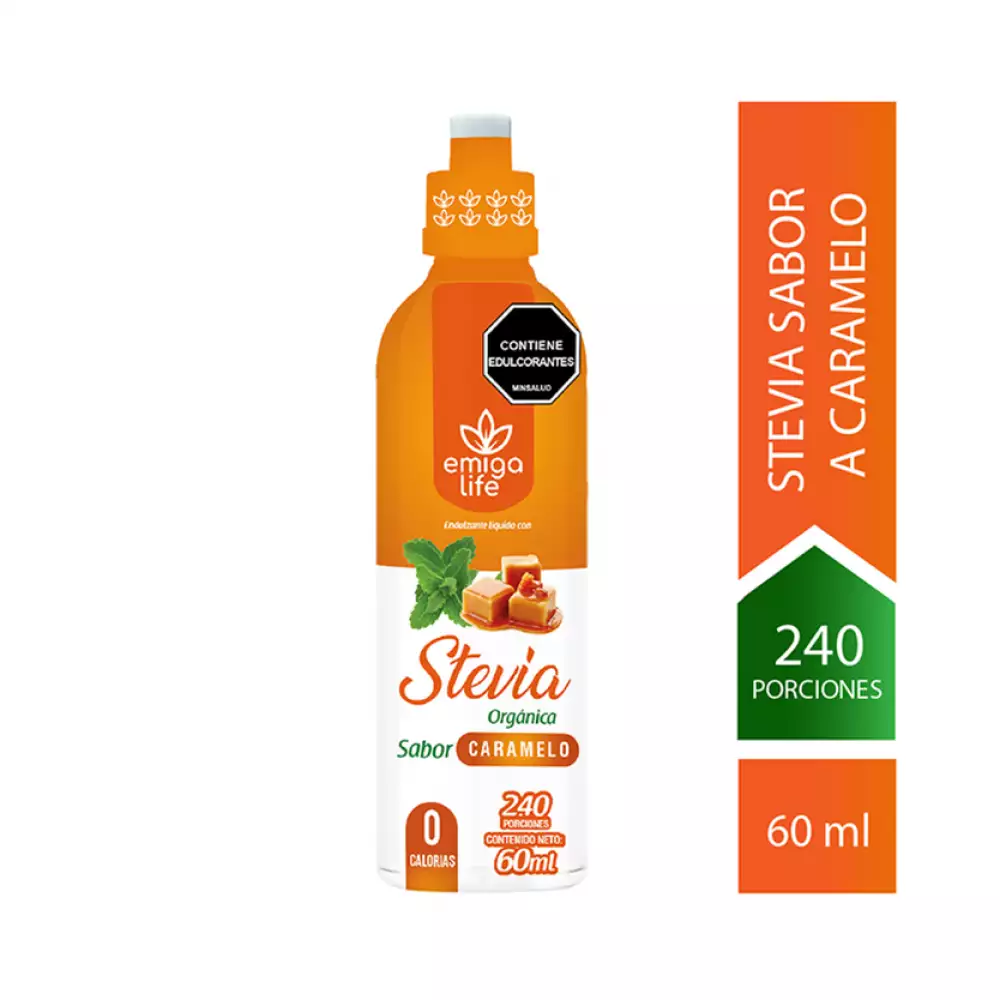 Stevia Líquida Cero Calorías Sabor a Caramelo x 60 ml Emigalife