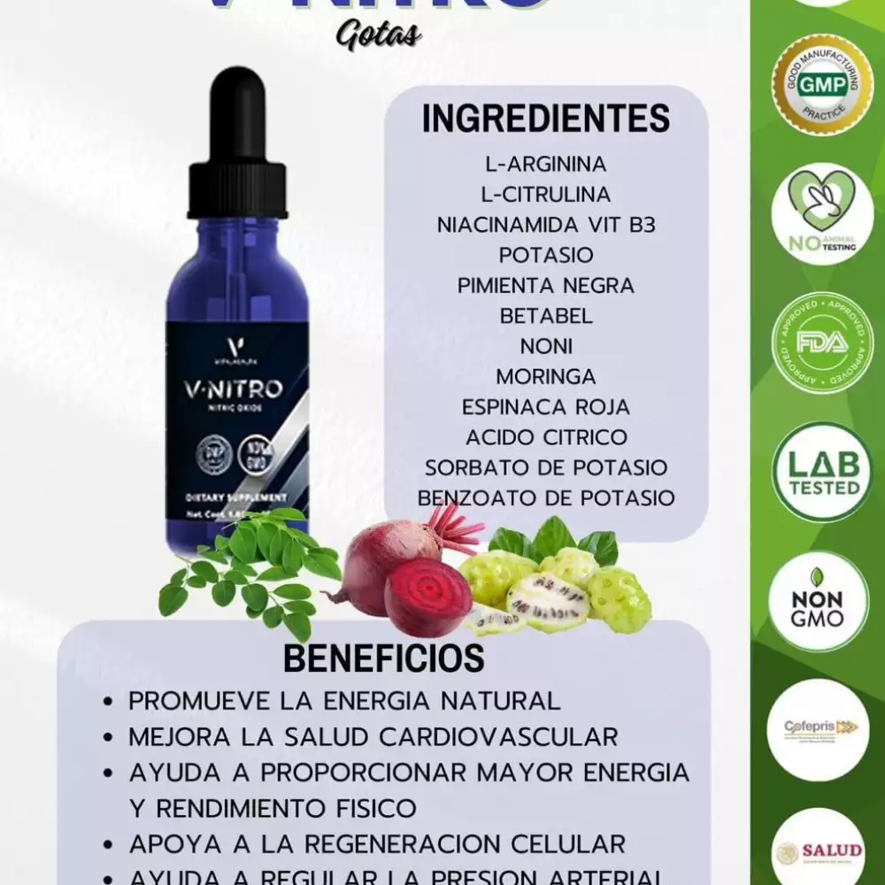 Suplemento líquido para circulación y salud cardiovascular