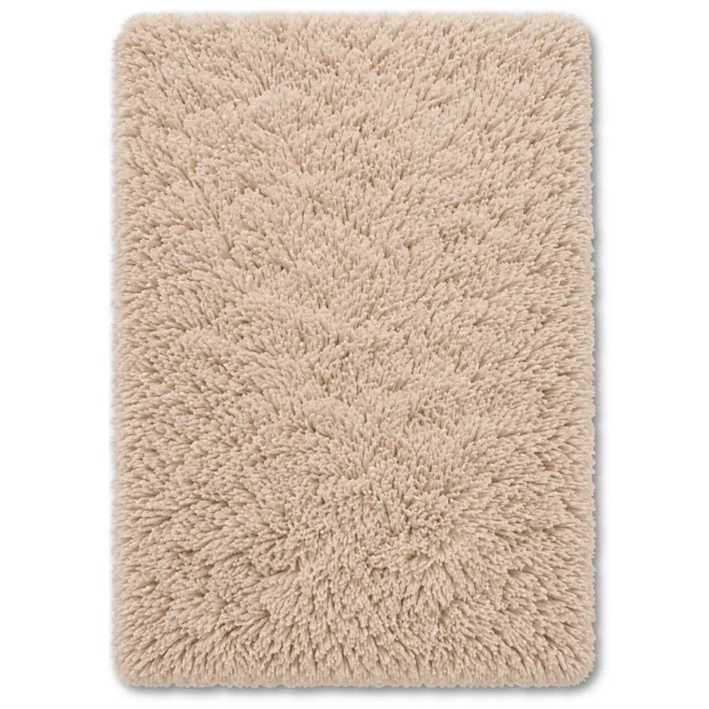 Tapete Decorativo Peludo Tipo Peluche Mediano Alfombra Acolchada Para Sala Y Habitación Beige