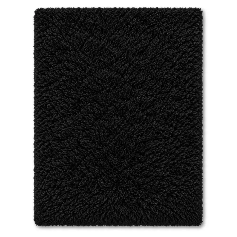 Tapete Decorativo Peludo Tipo Peluche Mediano Alfombra Acolchada Para Sala Y Habitación Negro