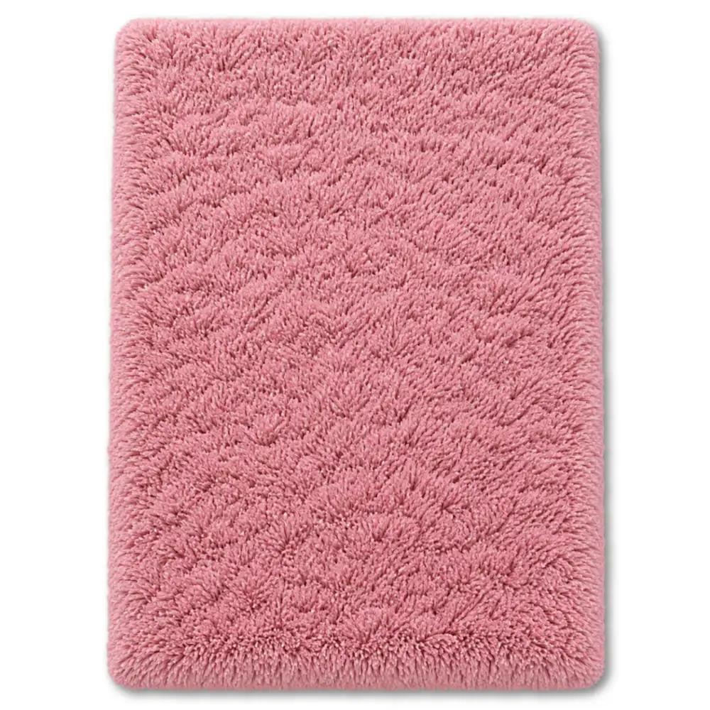 Tapete Decorativo Peludo Tipo Peluche Mediano Alfombra Acolchada Para Sala Y Habitación Rosa
