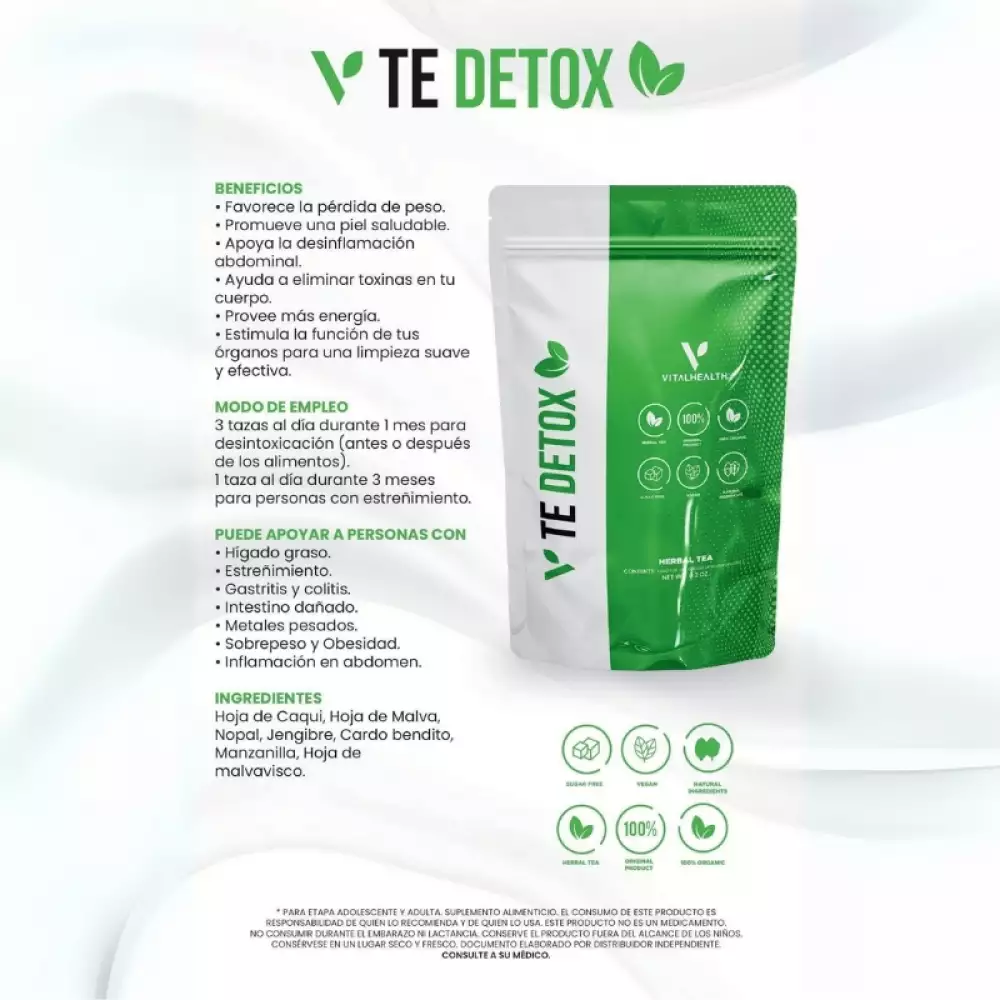 Té detox 15 días pérdida de peso 2 sobres