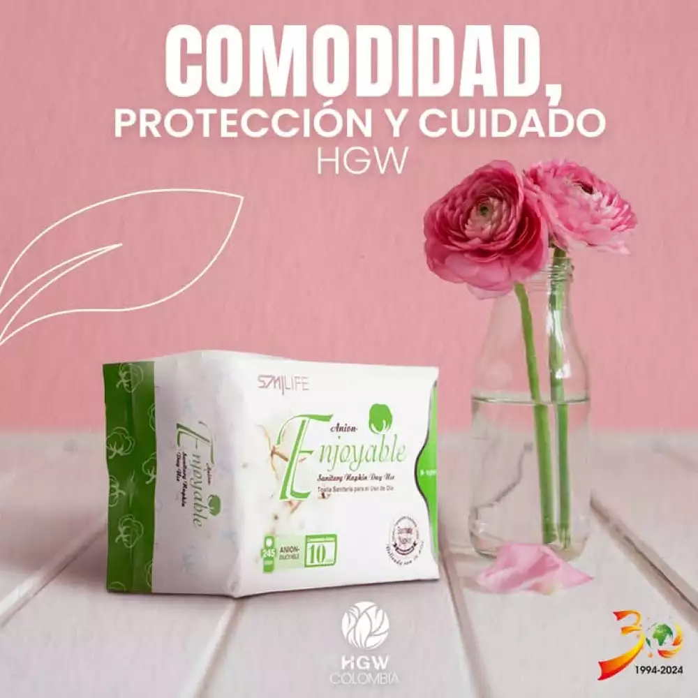 Toallas higiénicas día con turmalina y aniones