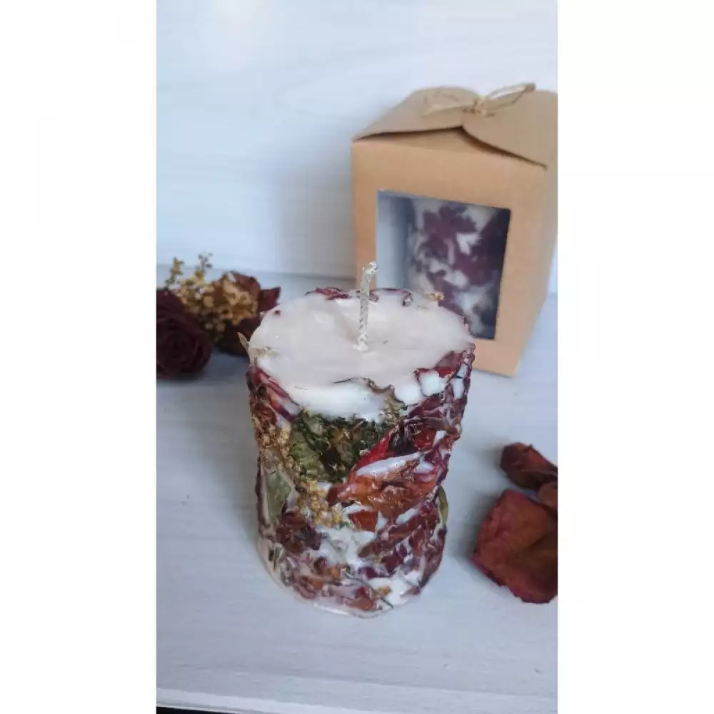 Vela decorativa pétalos de rosa en cera de soja