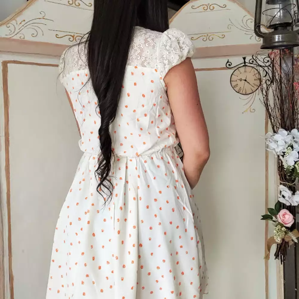 Vestido marfil vintage con encaje talla S/M