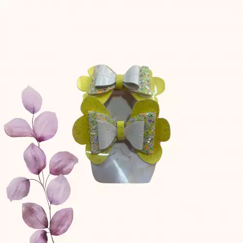 🎀 Moños Coquette Exclusivos para Niñas 🎀 Amarillo x 2