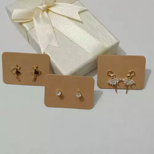 3 Pares de elegantes Aretes bailarina de ballet - Chapado en oro de 14K