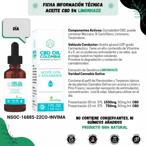 Aceite CBD 5% LemonHaze 30 ml estimulante